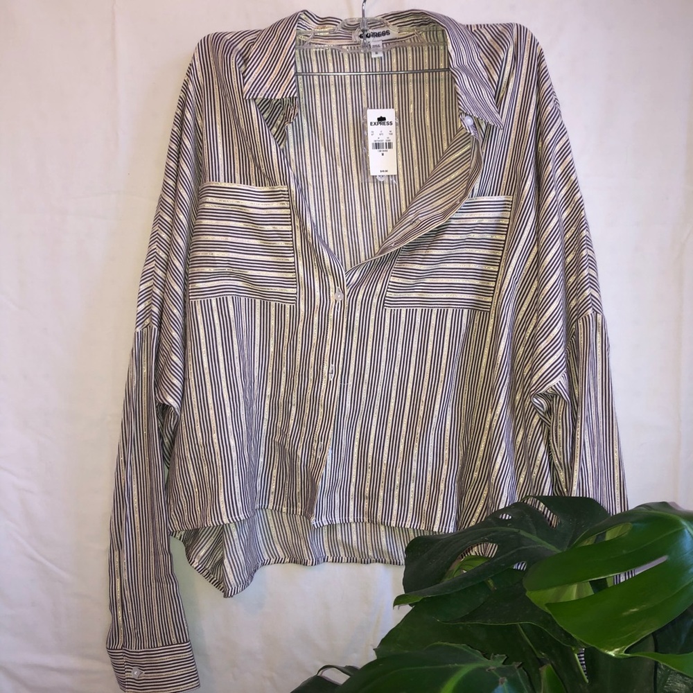 NWT Slouchy striped button down - Express